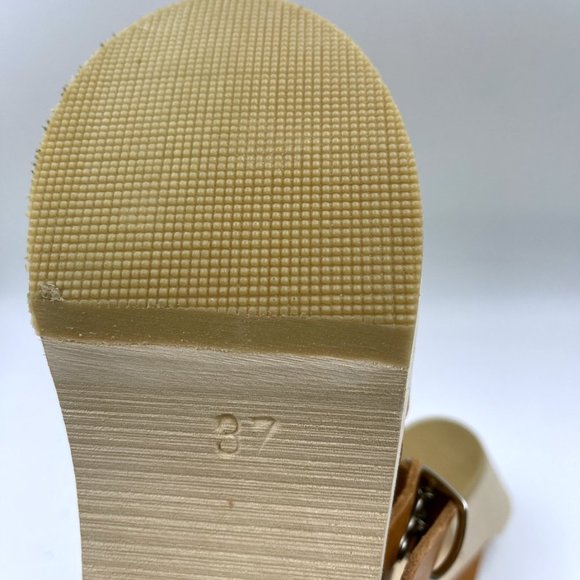 Tessa Clogs of Vail 6.5 M Tan Brown Leather Wood Sandals Made in Sweden EU 37 - Picture 10 of 13